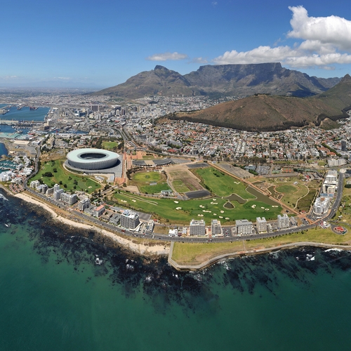 Uitzicht op Kaapstad en de Tafelberg