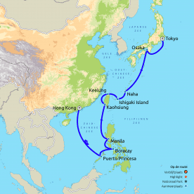 Route Rondreis & Cruise Filipijnen, Taiwan en Japan (Noordam)