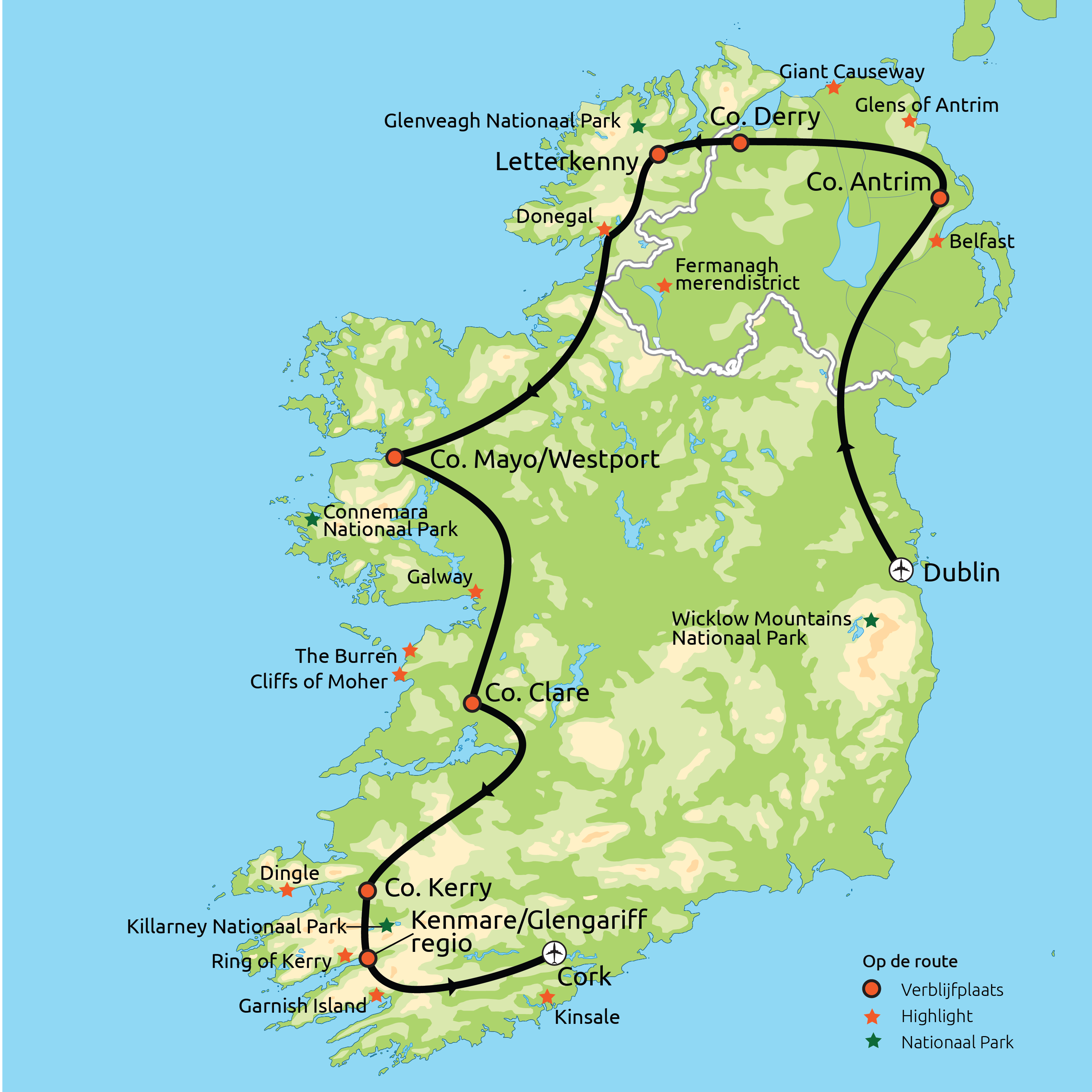 Routekaart Ierland Compleet