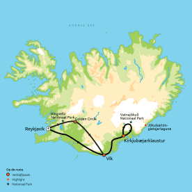 Routekaart De Winterwonderen van Zuid-IJsland