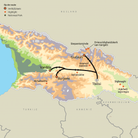 Routekaart privéreis Hoogtepunten van Georgië