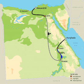 Routekaartje van Alexandrië naar de Rode Zee