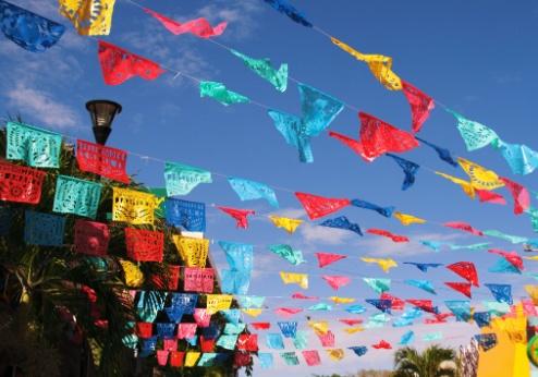 Mexicaanse vlaggen in de straten