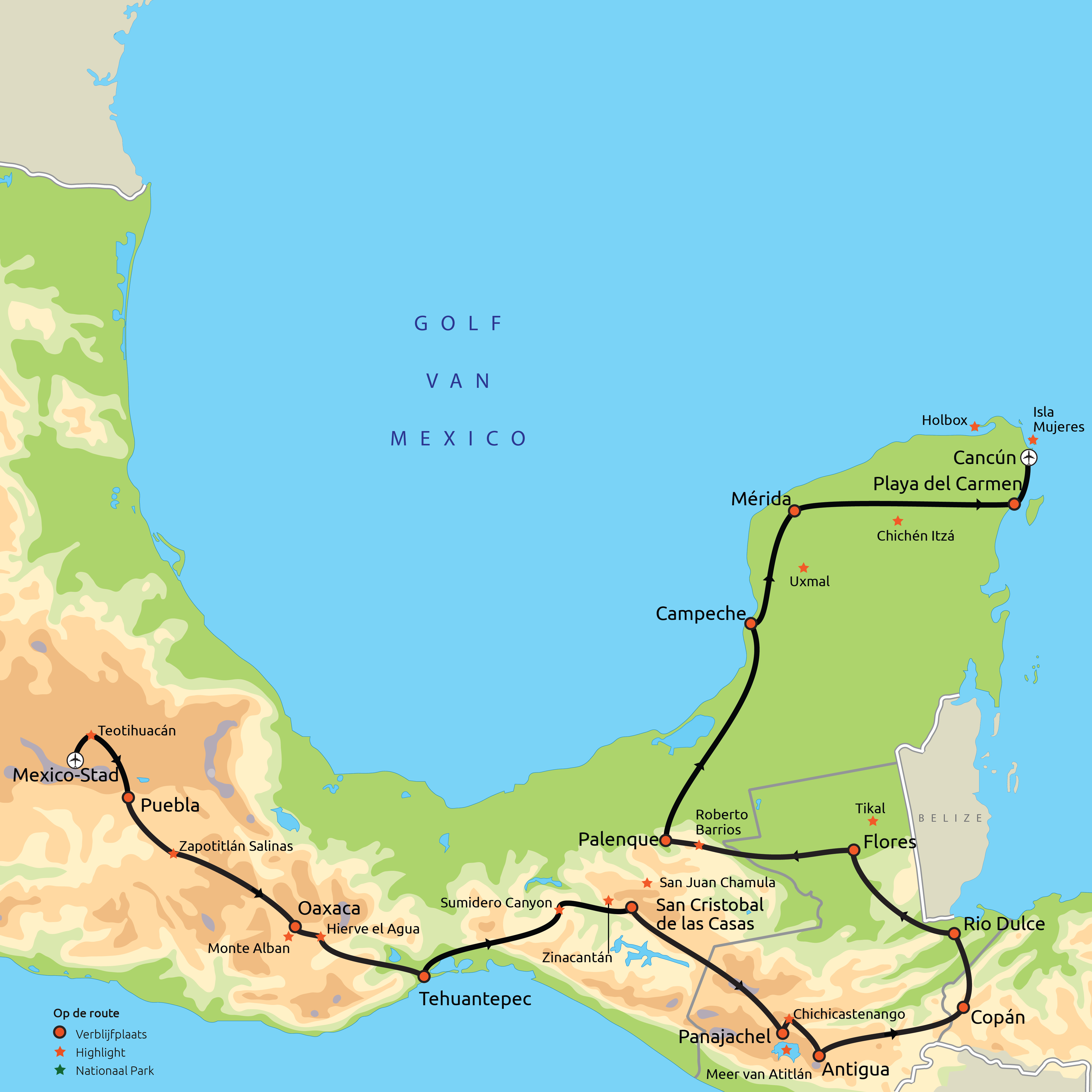 Route Mexico, Guatemala & Honduras