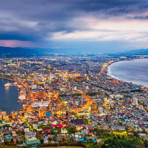 Het uitzicht over Hakodate