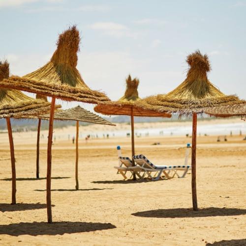 Essaouira strand, parasols