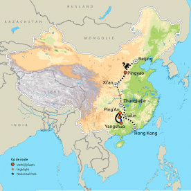 Routekaart Privéreis Door het Hart van China